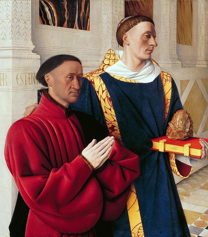  Etienne Chevalier und St. Stephen 1450 Jean Fouquet.jpg. 