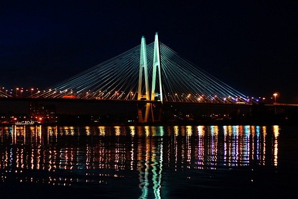 Фото вид на вантовый мост из рыбацкого. Rossiya, город Санкт-Петербург, улица Автозаводская
